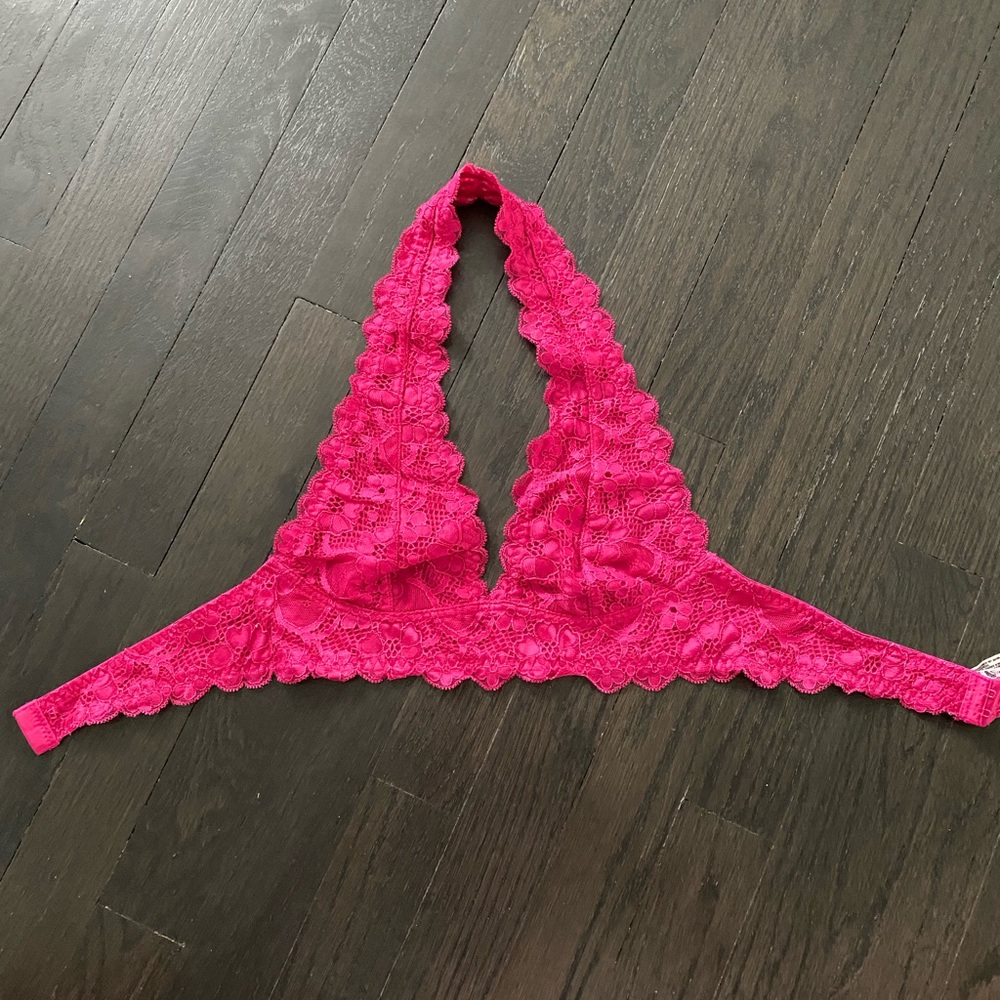 XS Free People Intimates Bright Pink Lace Bralette